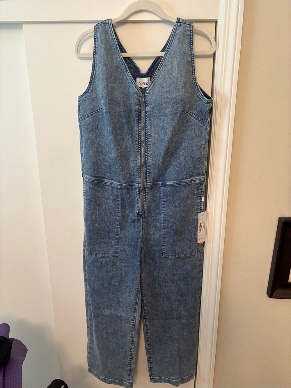 Performance Denim Jumpsuit - Light Stone